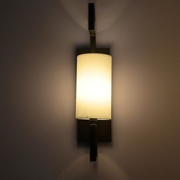 Applique da parete classica nera con paralume in tessuto bianco, 55 cm