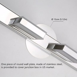 Lampada da specchio quadrata LED integrata in acciaio inox e acrilico
