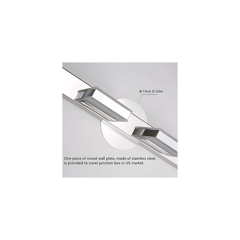 Lampada da specchio quadrata LED integrata in acciaio inox e acrilico