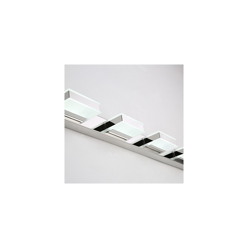 Lampada da specchio quadrata LED integrata in acciaio inox e acrilico