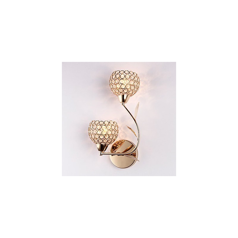 Applique da parete moderna contemporanea in metallo e cristallo mini 2 luci E12/E14