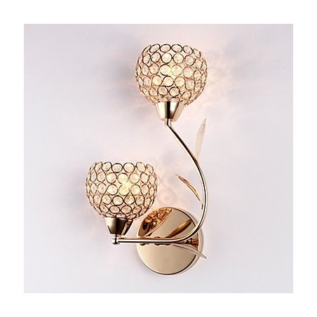 Applique da parete moderna contemporanea in metallo e cristallo mini 2 luci E12/E14