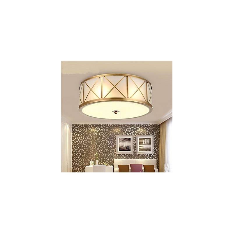 Plafoniera a filo in rame pieno C con 3 lampadine E12/E14