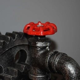 Applique da parete industriale in ferro con ingranaggio e tubi acqua vintage