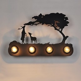 Applique da parete retro in ferro nero 4 luci E26/E27