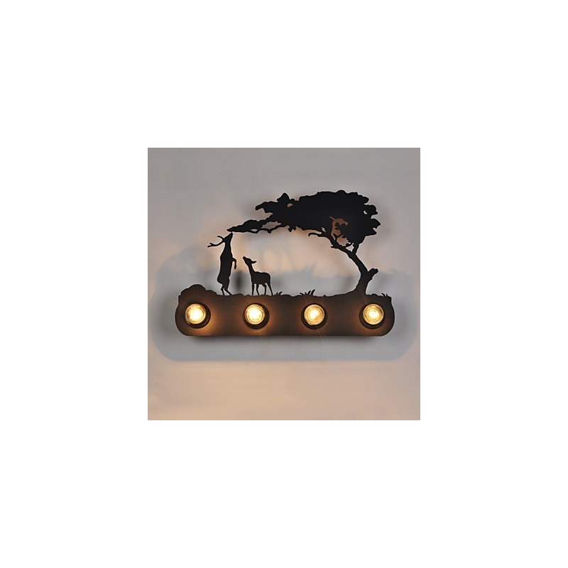 Applique da parete retro in ferro nero 4 luci E26/E27
