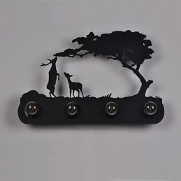 Applique da parete retro in ferro nero 4 luci E26/E27