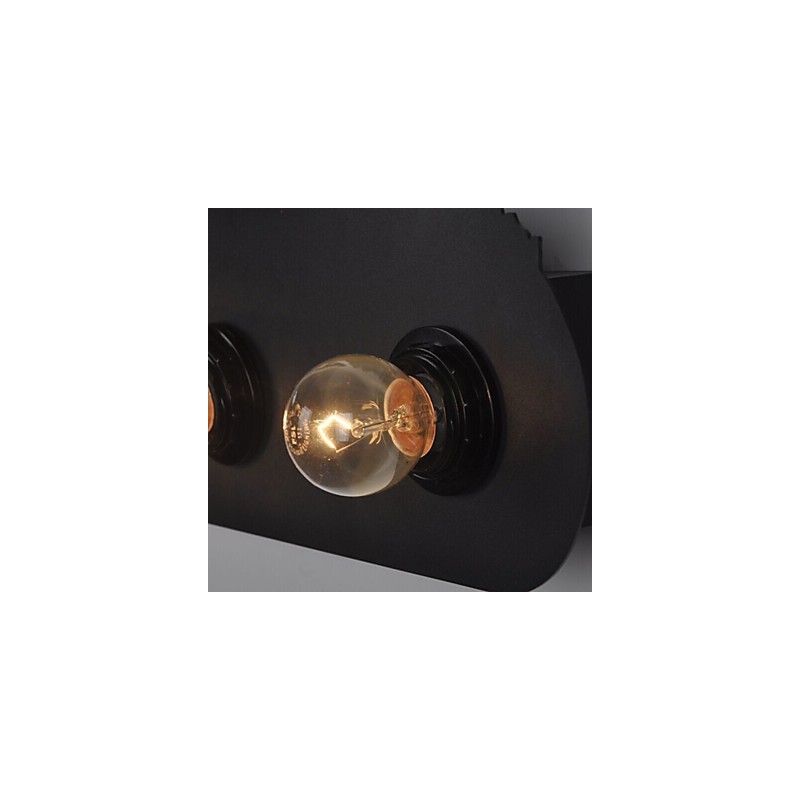 Applique da parete retro in ferro nero 4 luci E26/E27