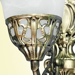 Applique da parete in metallo finitura bronzo, paralume in vetro bianco, E26/E27, 40 W, 28 cm