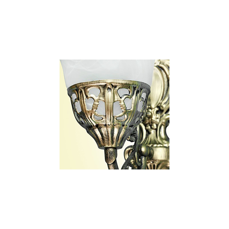 Applique da parete in metallo finitura bronzo, paralume in vetro bianco, E26/E27, 40 W, 28 cm