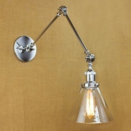Applique da parete a doppio braccio in vetro cromato regolabile, argento