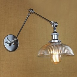 Applique da parete moderna contemporanea in vetro nera con paralume trasparente, 1 lampadina E26/E27