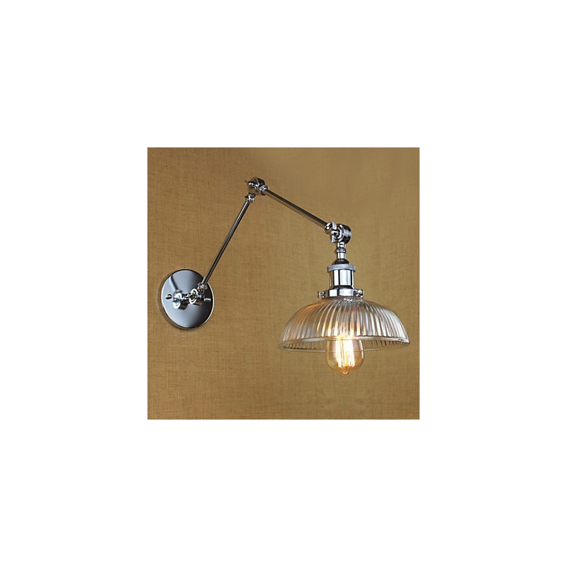 Applique da parete moderna contemporanea in vetro nera con paralume trasparente, 1 lampadina E26/E27