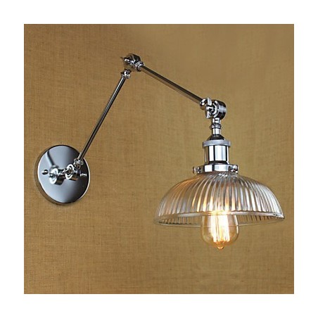 Applique da parete moderna contemporanea in vetro nera con paralume trasparente, 1 lampadina E26/E27