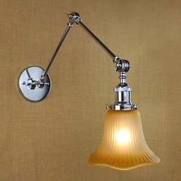 Applique da parete moderna in vetro nera con braccio oscillante, 1 lampadina E26/E27