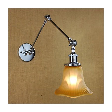 Applique da parete moderna in vetro nera con braccio oscillante, 1 lampadina E26/E27