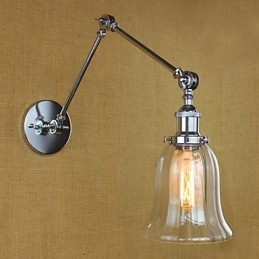 Applique da parete moderna contemporanea in vetro nero trasparente, 1 lampadina E26/E27 40W