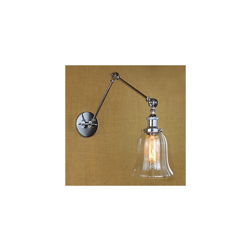 Applique da parete moderna contemporanea in vetro nero trasparente, 1 lampadina E26/E27 40W