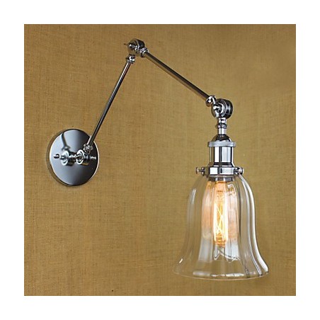 Applique da parete moderna contemporanea in vetro nero trasparente, 1 lampadina E26/E27 40W