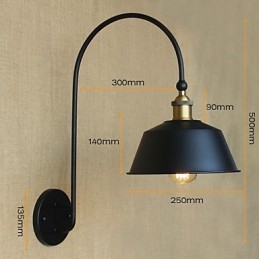 Applique da parete in metallo nera stile country americano retrò