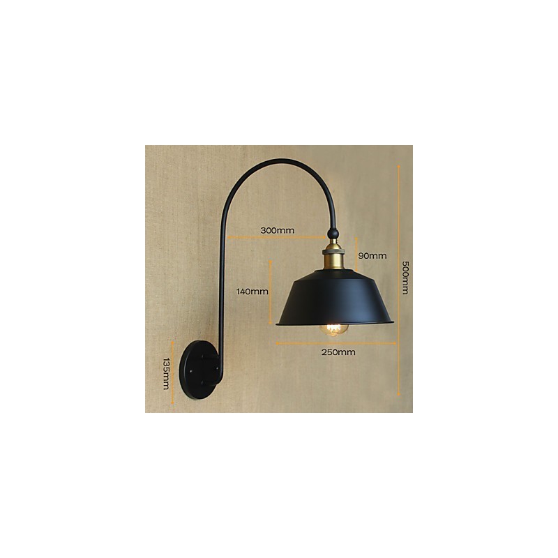 Applique da parete in metallo nera stile country americano retrò