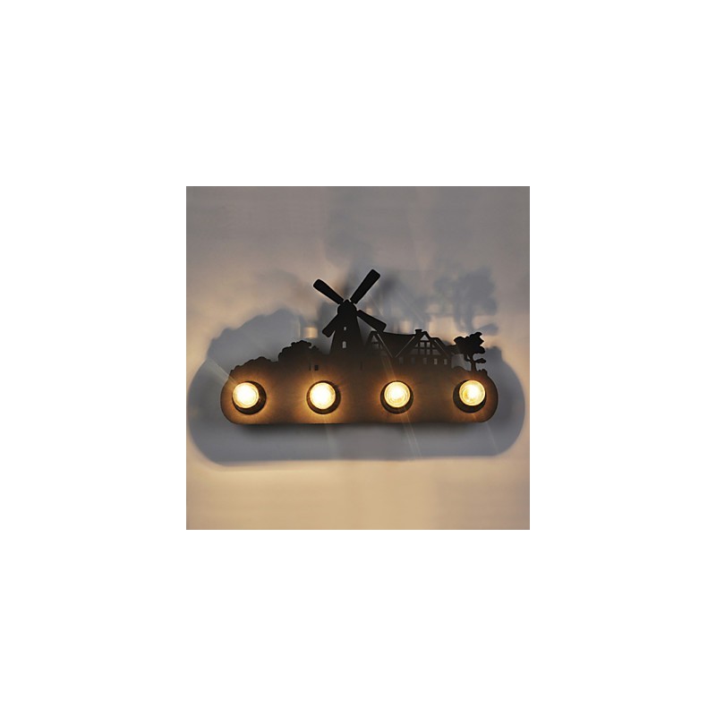 Applique da parete industriale retrò 4 luci in ferro nero