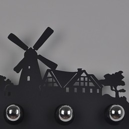 Applique da parete industriale retrò 4 luci in ferro nero