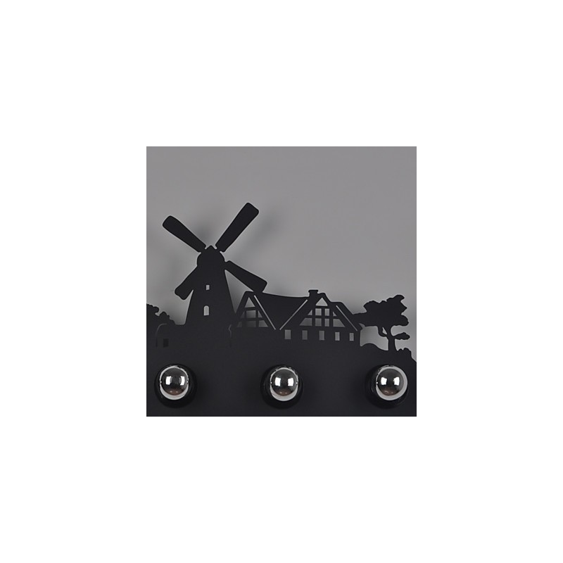 Applique da parete industriale retrò 4 luci in ferro nero