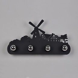 Applique da parete industriale retrò 4 luci in ferro nero