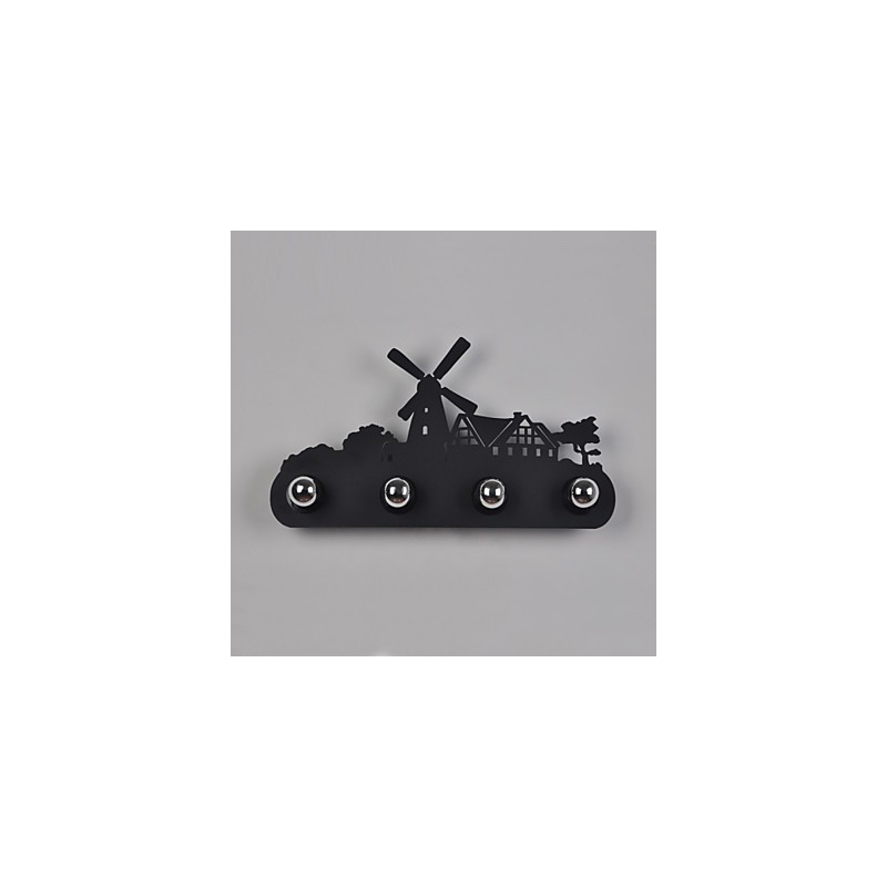 Applique da parete industriale retrò 4 luci in ferro nero