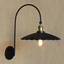 Applique da parete in metallo nero stile tradizionale/classico, lampadina inclusa E26/E27 40W