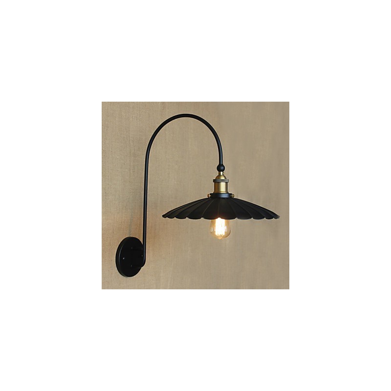 Applique da parete in metallo nero stile tradizionale/classico, lampadina inclusa E26/E27 40W