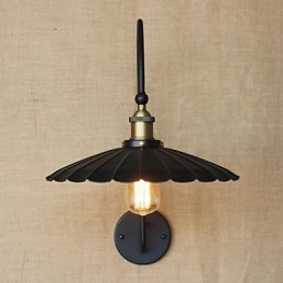 Applique da parete in metallo nero stile tradizionale/classico, lampadina inclusa E26/E27 40W