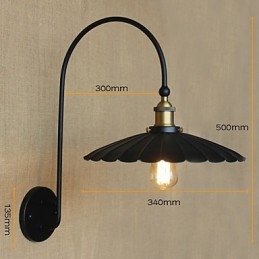 Applique da parete in metallo nero stile tradizionale/classico, lampadina inclusa E26/E27 40W