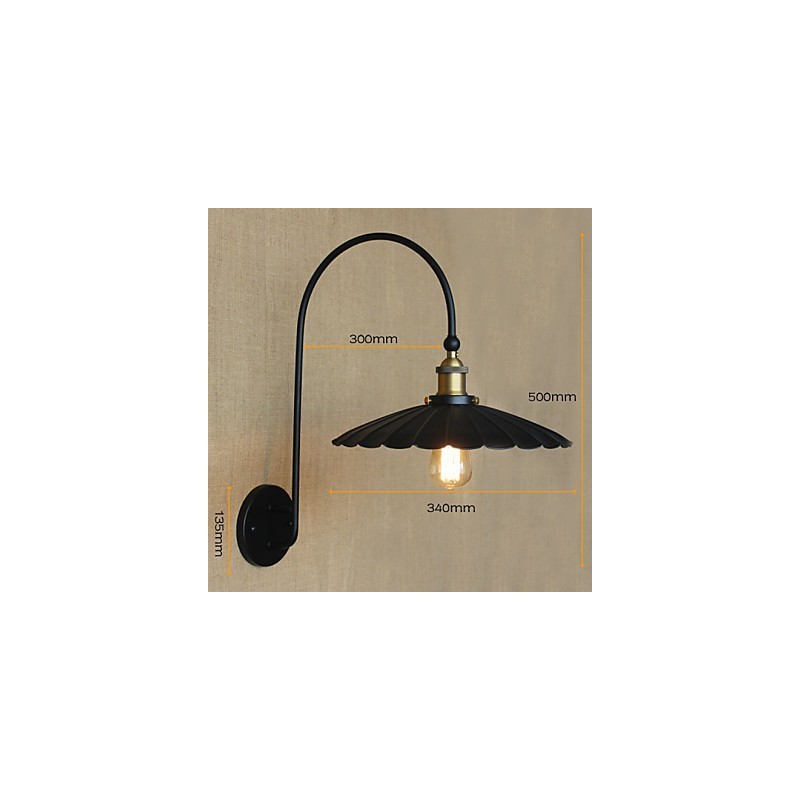 Applique da parete in metallo nero stile tradizionale/classico, lampadina inclusa E26/E27 40W