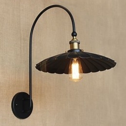 Applique da parete in metallo nero stile tradizionale/classico, lampadina inclusa E26/E27 40W