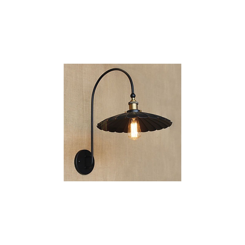 Applique da parete in metallo nero stile tradizionale/classico, lampadina inclusa E26/E27 40W