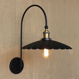 Applique da parete in metallo nero stile tradizionale/classico, lampadina inclusa E26/E27 40W