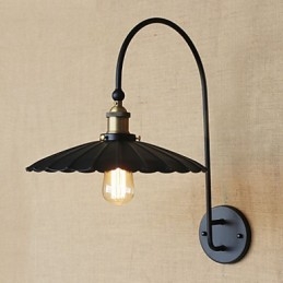 Applique da parete in metallo nero stile tradizionale/classico, lampadina inclusa E26/E27 40W