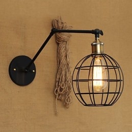 Applique da parete con braccio oscillante Mini Style Rustic Lodge in metallo nero