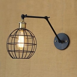 Applique da parete con braccio oscillante Mini Style Rustic Lodge in metallo nero