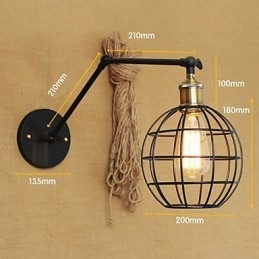 Applique da parete con braccio oscillante Mini Style Rustic Lodge in metallo nero