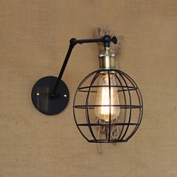 Applique da parete con braccio oscillante Mini Style Rustic Lodge in metallo nero