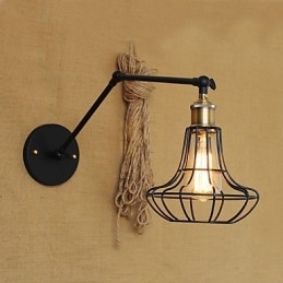 Applique da parete a braccio oscillante Mini Style rustica in metallo nero