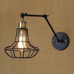 Applique da parete a braccio oscillante Mini Style rustica in metallo nero