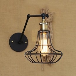 Applique da parete a braccio oscillante Mini Style rustica in metallo nero