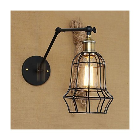 Applique da parete a braccio oscillante Mini stile rustico/lodge in metallo nero
