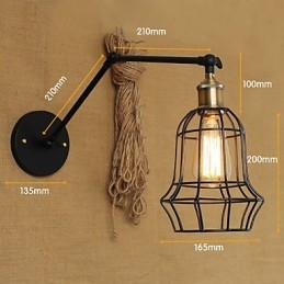 Applique da parete a braccio oscillante Mini stile rustico/lodge in metallo nero