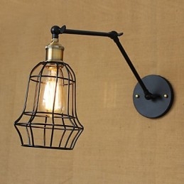 Applique da parete a braccio oscillante Mini stile rustico/lodge in metallo nero