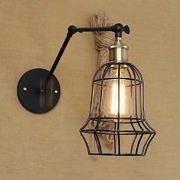 Applique da parete a braccio oscillante Mini stile rustico/lodge in metallo nero